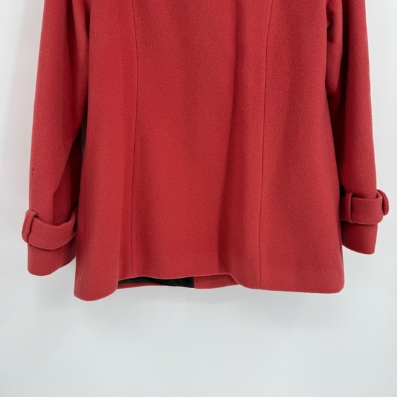 Talbots Womens Wool Coat Size 6 Rust Red Lined Double Breasted Winter Heavy - Picture 9 of 11